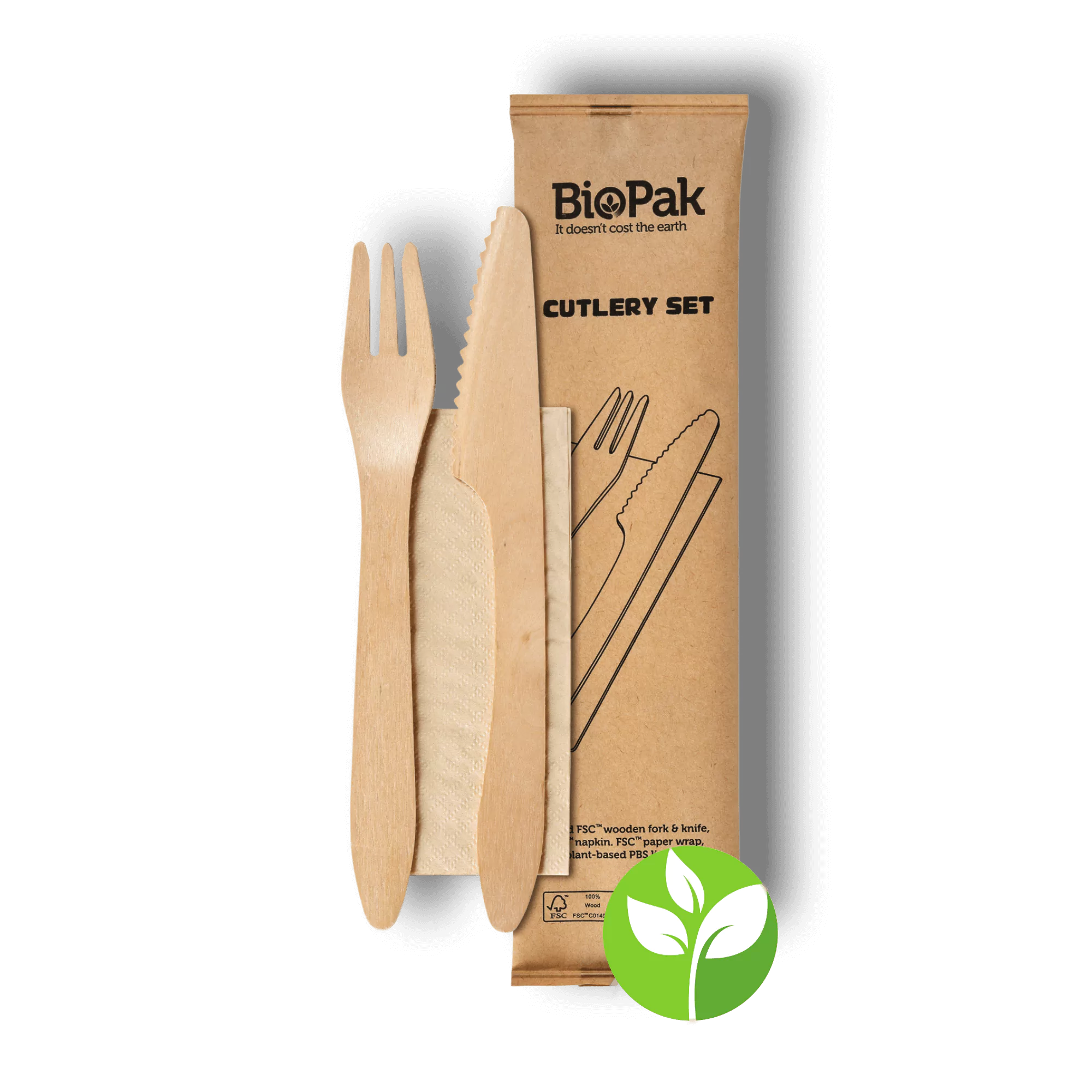 Bestecksets verpackt, Holz